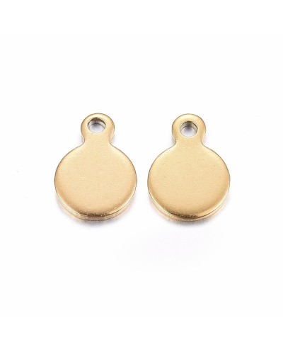 Zawieszka moneta/blaszka 8,5x6x0,8mm stal nierdzewna złota