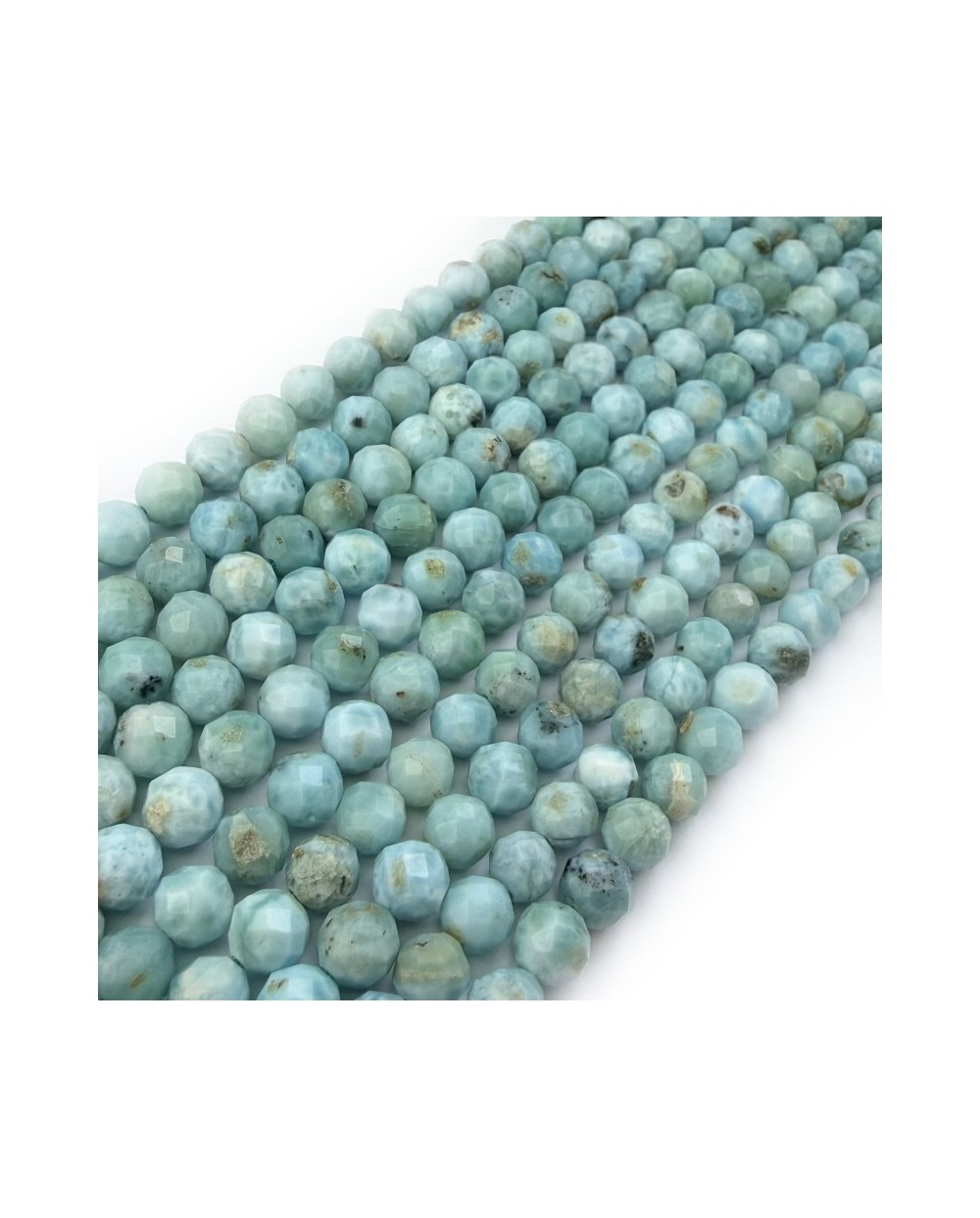 Kamień naturalny Larimar kulka fasetowana ok 6mm sznurek mix