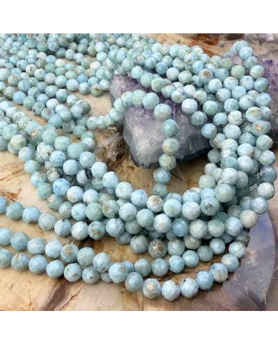 Kamień naturalny Larimar kulka fasetowana ok 6mm sznurek mix