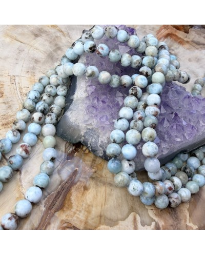 Kamień naturalny Larimar kulka gładka ok 6mm sznurek mix