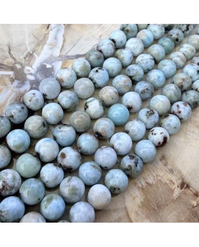 Kamień naturalny Larimar kulka gładka ok 6mm sznurek mix
