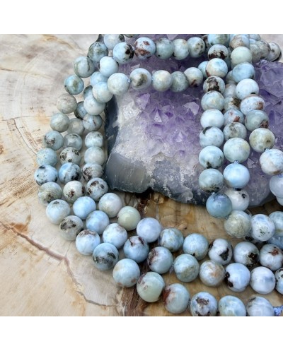 Kamień naturalny Larimar kulka gładka ok 6mm sznurek mix