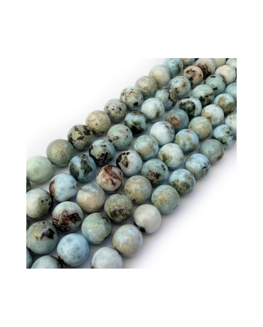 Kamień naturalny Larimar kulka gładka ok 8mm sznurek mix
