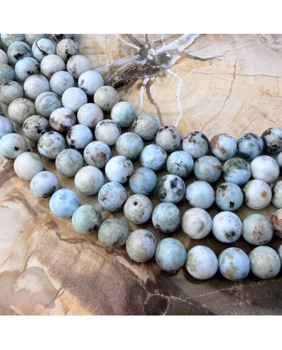 Kamień naturalny Larimar kulka gładka ok 8mm sznurek mix