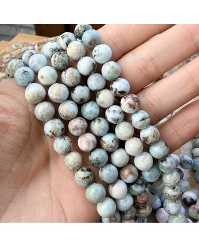 Kamień naturalny Larimar kulka gładka ok 8mm sznurek mix