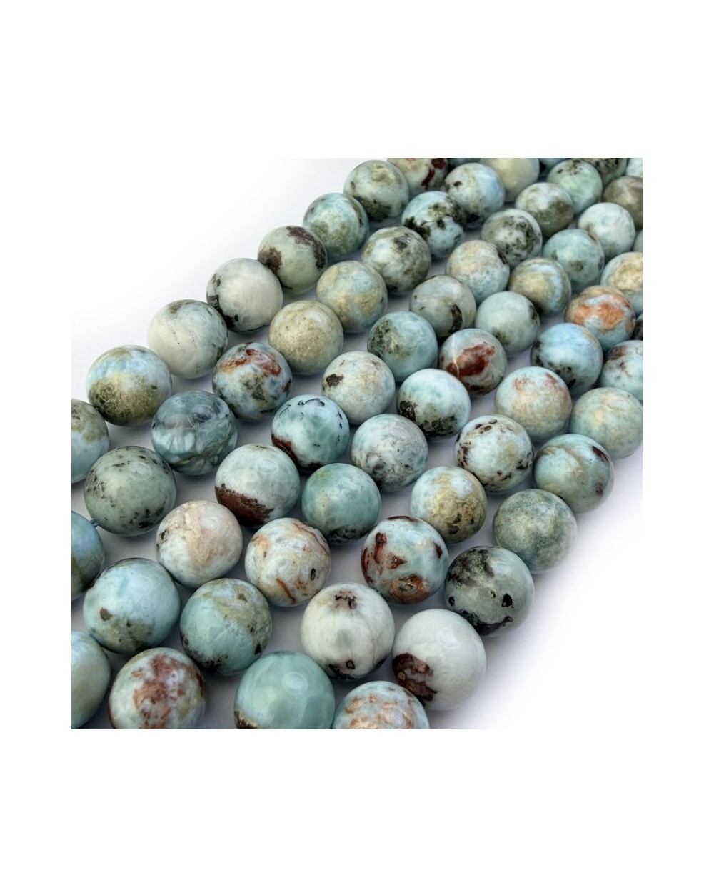 Kamień naturalny Larimar kulka gładka ok 10mm sznurek mix