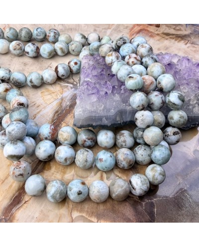 Kamień naturalny Larimar kulka gładka ok 10mm sznurek mix