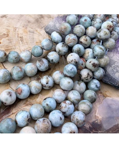 Kamień naturalny Larimar kulka gładka ok 10mm sznurek mix