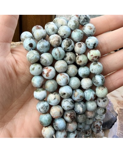 Kamień naturalny Larimar kulka gładka ok 10mm sznurek mix