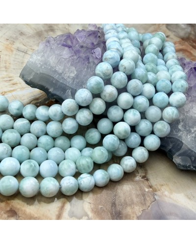 Kamień naturalny Larimar Klasa AAA kulka gładka ok 6mm sznurek mix