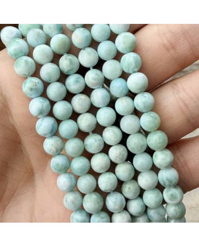Kamień naturalny Larimar Klasa AAA kulka gładka ok 6mm sznurek mix