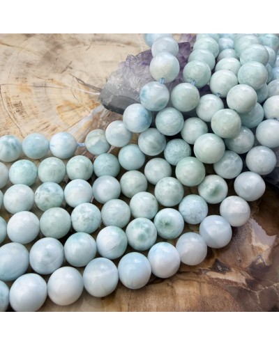 Kamień naturalny Larimar Klasa AAA kulka gładka ok 8mm sznurek mix