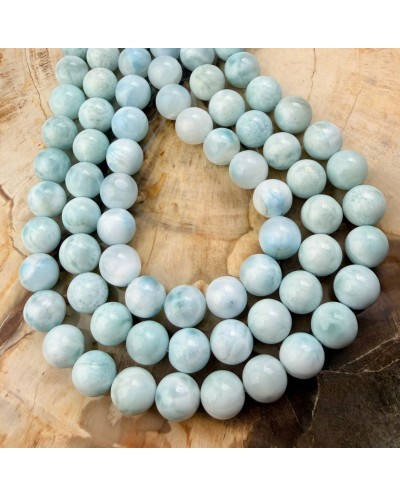 Kamień naturalny Larimar Klasa AAA kulka gładka ok 8mm sznurek mix