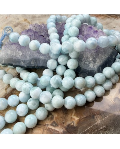Kamień naturalny Larimar Klasa AAA kulka gładka ok 8mm sznurek mix