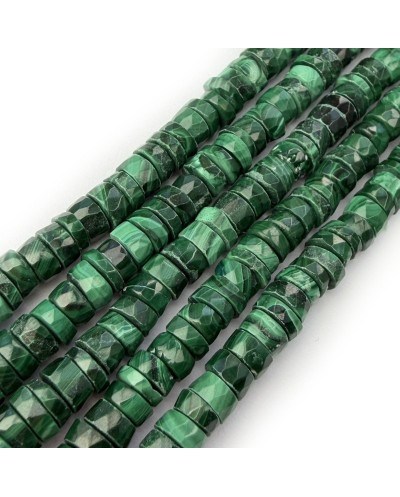 Kamień naturalny Malachit dysk heishi fasetowany ok 5,5x3mm sznurek