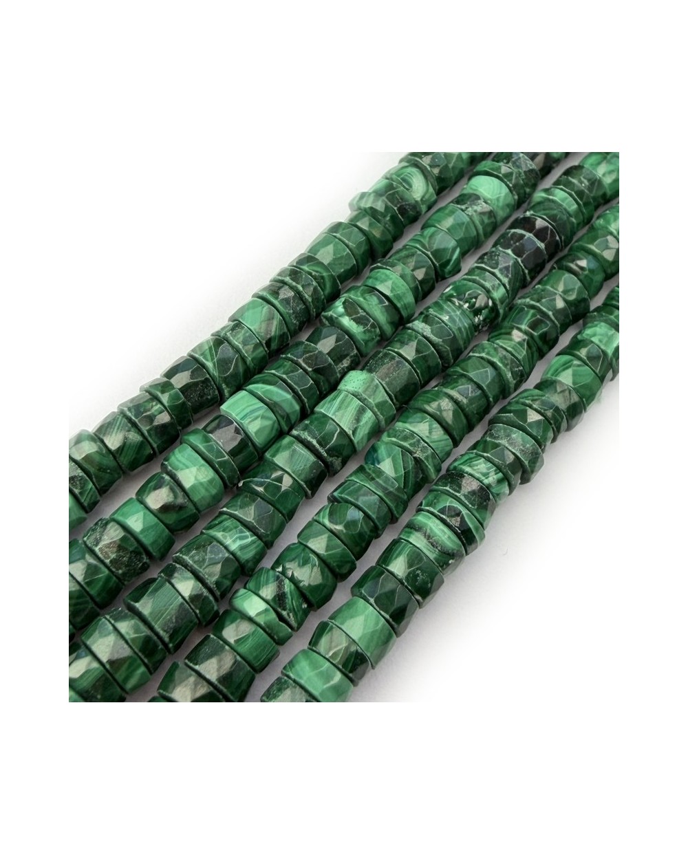 Kamień naturalny Malachit dysk heishi fasetowany ok 5,5x3mm sznurek