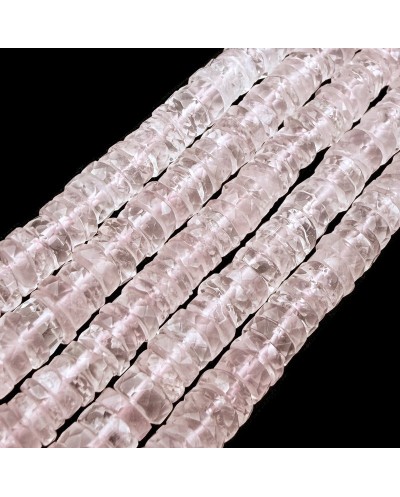 Kamień naturalny Kwarc różowy dysk heishi fasetowany ok 5,5x3mm sznurek