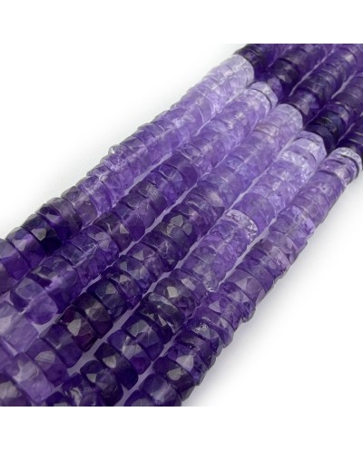 Kamień naturalny Ametyst dysk heishi fasetowany ok 6,2x3mm sznurek