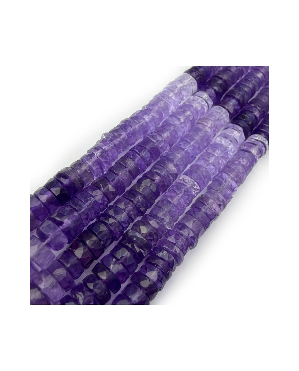 Kamień naturalny Ametyst dysk heishi fasetowany ok 6,2x3mm sznurek