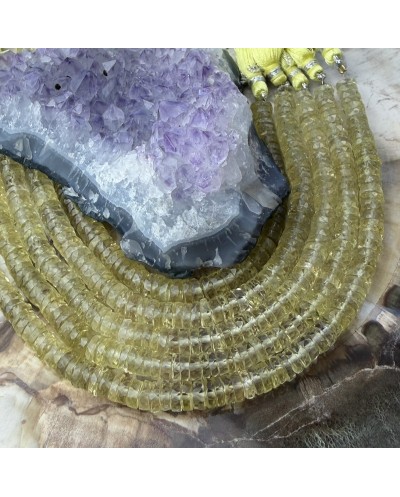Kamień naturalny kwarc lemon dysk heishi fasetowany ok 6x3mm sznurek