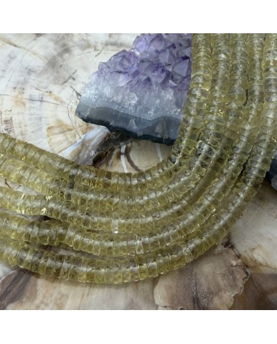 Kamień naturalny kwarc lemon dysk heishi fasetowany ok 6x3mm sznurek