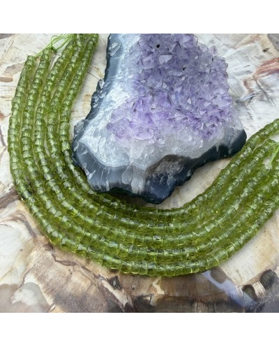 Kamień naturalny Oliwin dysk heishi fasetowany stopniowany 4-5x3mm sznurek