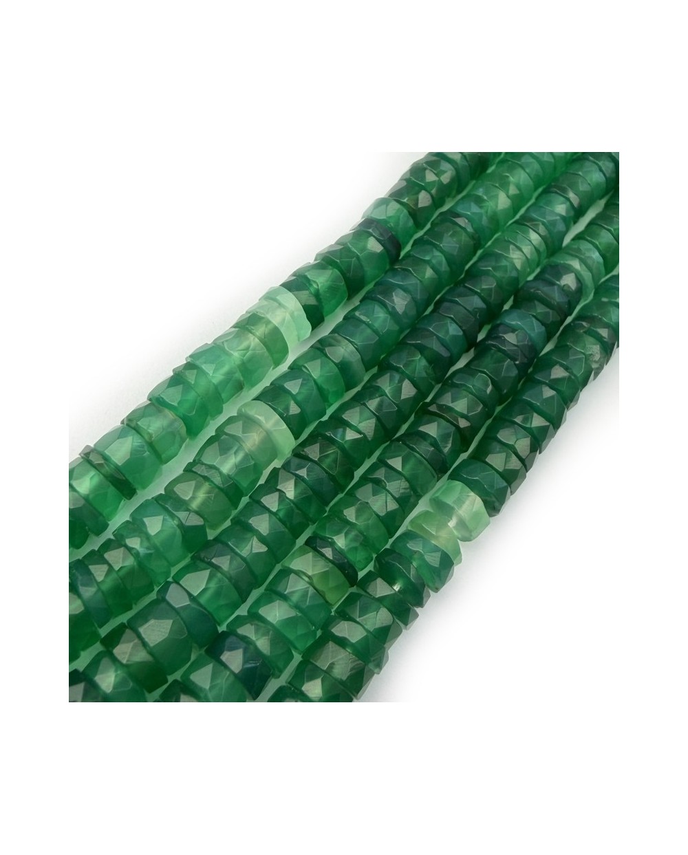 Kamień naturalny onyks zielony dysk heishi fasetowany ok 6x3mm sznurek