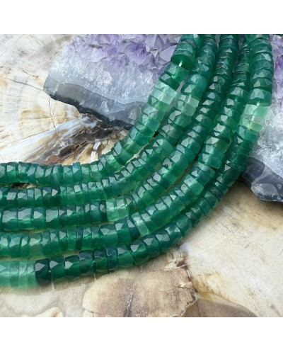 Kamień naturalny onyks zielony dysk heishi fasetowany ok 6x3mm sznurek