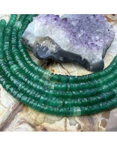 Kamień naturalny onyks zielony dysk heishi fasetowany ok 6x3mm sznurek