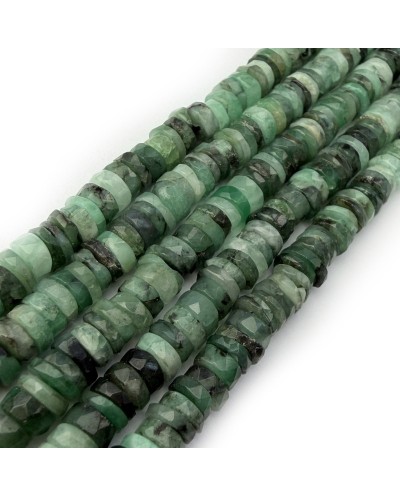 Kamień naturalny szmaragd dysk heishi fasetowany ok 5,5x3mm sznurek