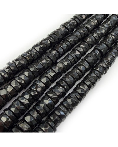 Kamień naturalny czarny turmalin dysk heishi fasetowany ok 6x3mm sznurek