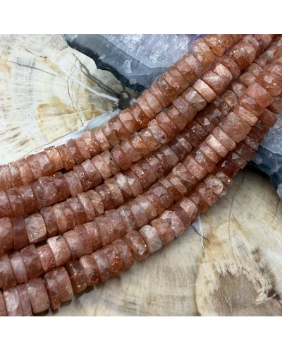 Kamień naturalny kamień słoneczny dysk heishi fasetowany ok 6x3mm sznurek