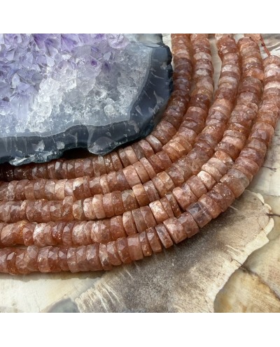 Kamień naturalny kamień słoneczny dysk heishi fasetowany ok 6x3mm sznurek