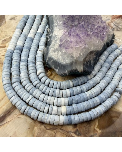 Kamień naturalny opal niebieski dysk heishi fasetowany ok 6x3mm sznurek