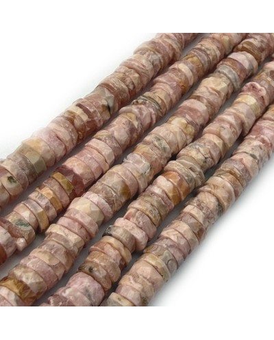 Kamień naturalny rodochrozyt dysk heishi fasetowany ok 5x3mm sznurek