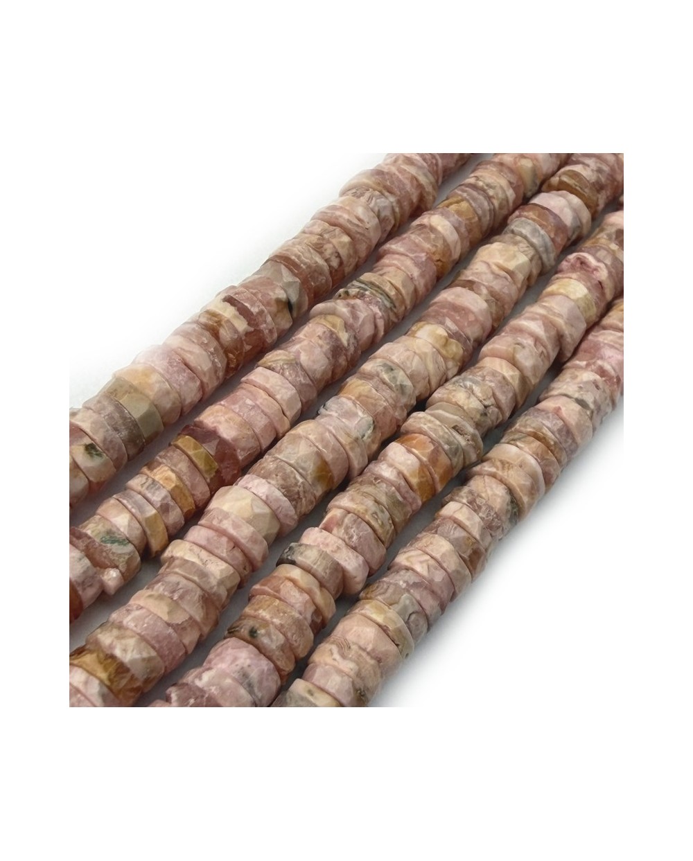Kamień naturalny rodochrozyt dysk heishi fasetowany ok 5x3mm sznurek