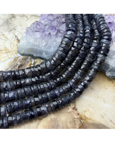 Kamień naturalny lolit dysk heishi fasetowany ok 6x3mm sznurek