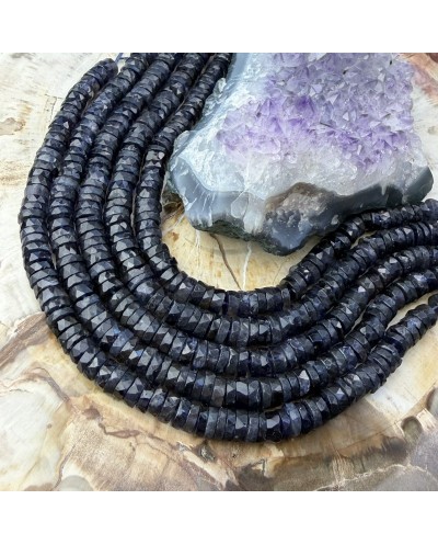 Kamień naturalny lolit dysk heishi fasetowany ok 6x3mm sznurek
