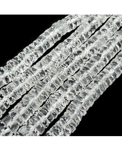 Kamień naturalny kryształ górski dysk heishi fasetowany ok 6x3mm sznurek