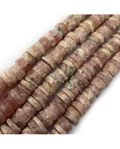 Kamień naturalny różowy opal dysk heishi fasetowany ok 5,5x3mm sznurek