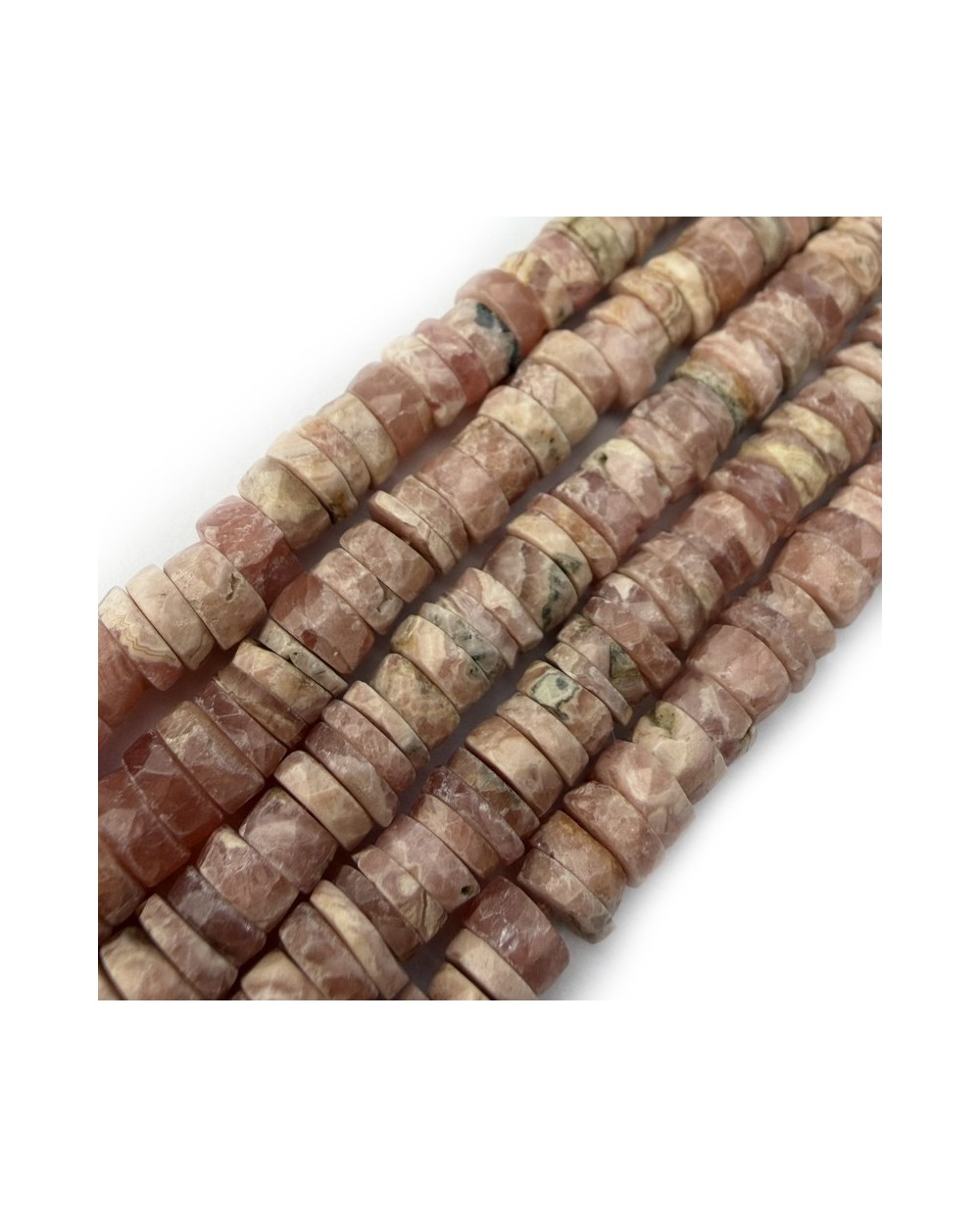 Kamień naturalny różowy opal dysk heishi fasetowany ok 5,5x3mm sznurek