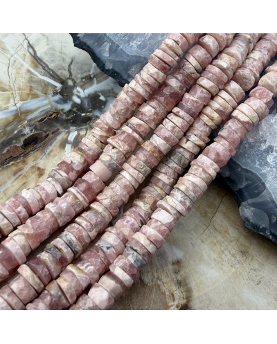 Kamień naturalny różowy opal dysk heishi fasetowany ok 5,5x3mm sznurek