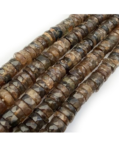 Kamień naturalny czarny kamień słoneczny dysk heishi fasetowany ok 6x3mm sznurek