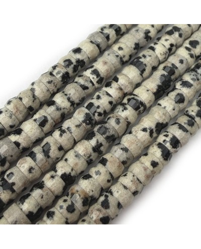 Kamień naturalny Jaspis Dalmatyńczyk dysk heishi fasetowany ok 4x2-2,5mm sznurek