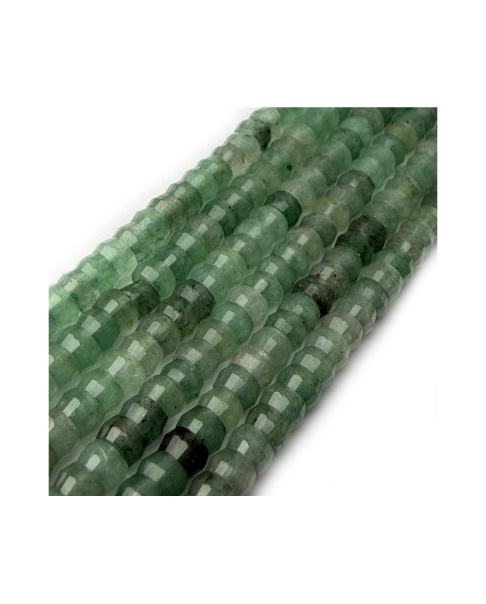 Kamień naturalny Awenturyn zielony dysk heishi fasetowany ok 4x2-2,5mm sznurek