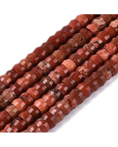 Kamień naturalny Jaspis czerwony dysk heishi fasetowany ok 4x2-2,5mm sznurek