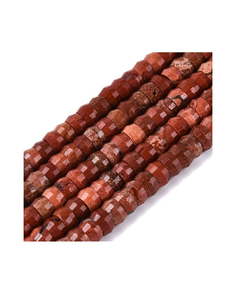 Kamień naturalny Jaspis czerwony dysk heishi fasetowany ok 4x2-2,5mm sznurek