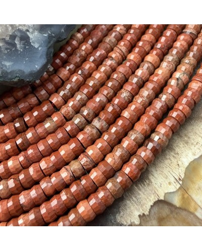Kamień naturalny Jaspis czerwony dysk heishi fasetowany ok 4x2-2,5mm sznurek