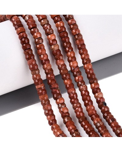 Kamień naturalny Jaspis czerwony dysk heishi fasetowany ok 4x2-2,5mm sznurek