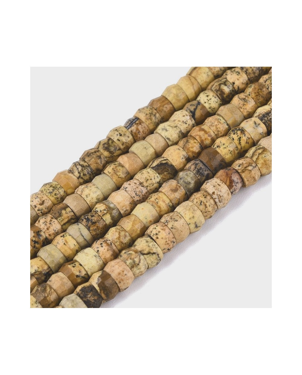 Kamień naturalny Jaspis krajobrazowy dysk heishi fasetowany ok 4x2-2,5mm sznurek